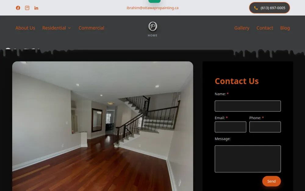Ottawa Pro Painting website with a before-and-after gallery, built by Loonaro